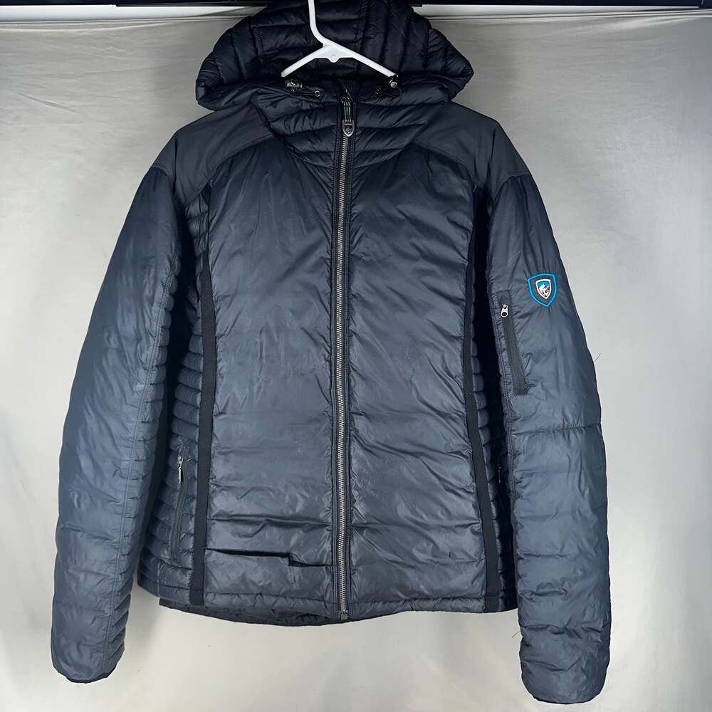 Kuhl Projekt Down Black Hooded Quilted Puffer Jacket Women Sz XL